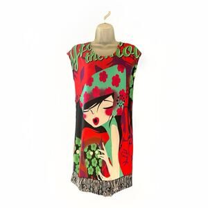 Vintage Just Cavalli Geisha Pop Art Dress Y2K Roberto Cavalli Shift Tunic Sz 4